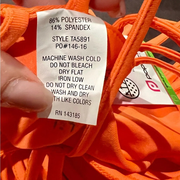 POPULAR BASICS | Neon Orange Strap-Back Sports Bra Size Medium NWT - Picture 9 of 11